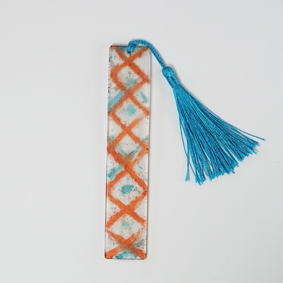 Copper Blue Criss Cross Handmade Resin Bookmark - Picture 1 of 9